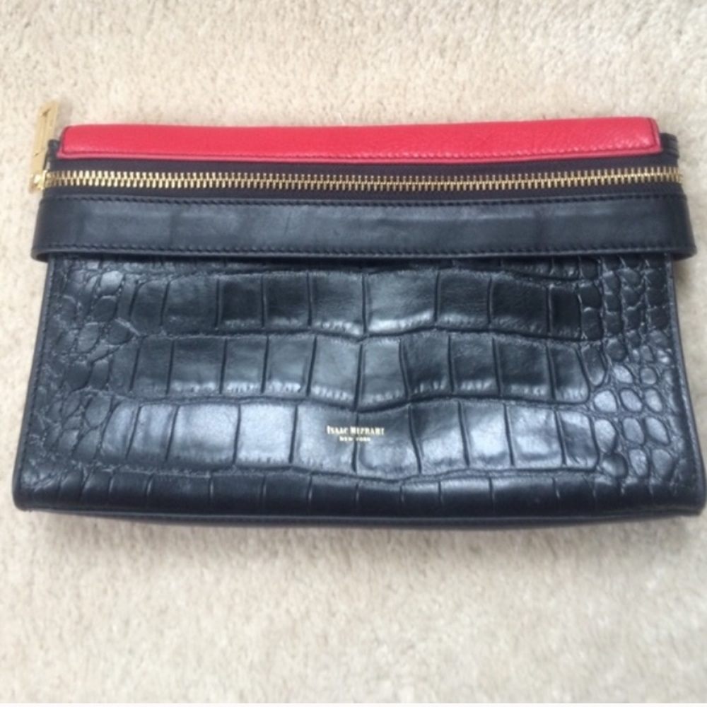 Isaac Mizrahi Black Red and White Clutch Bag